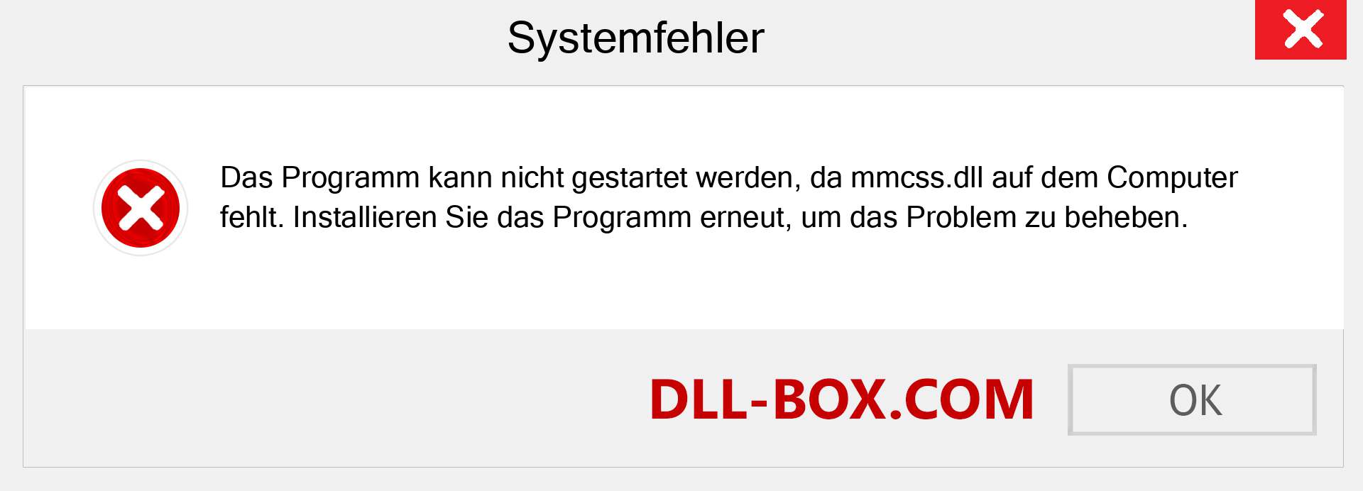 mmcss.dll-Datei fehlt?. Download für Windows 7, 8, 10 - Fix mmcss dll Missing Error unter Windows, Fotos, Bildern